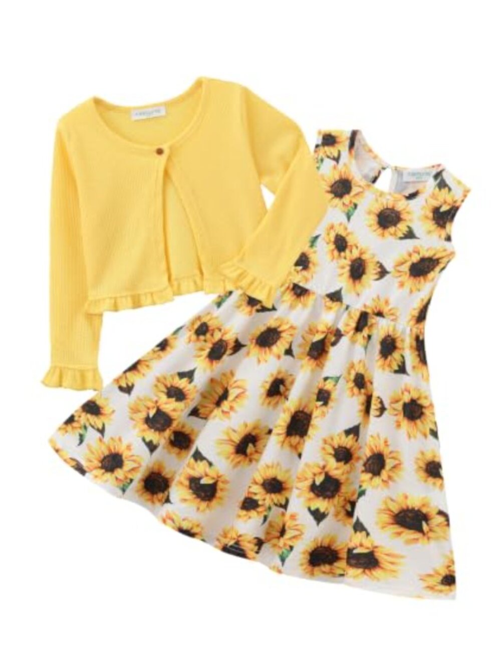 Girls 2 Piece Floral Dress Waffle Knit Cardigan Set Fall Outfit